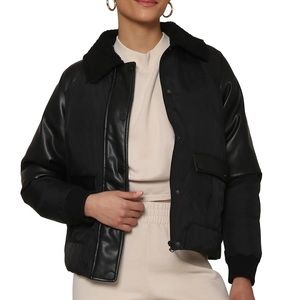 NWOT Central Park West Leather Sleeve Jacket